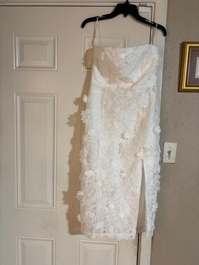 Lulu's White Strapless Lace Midi Dress